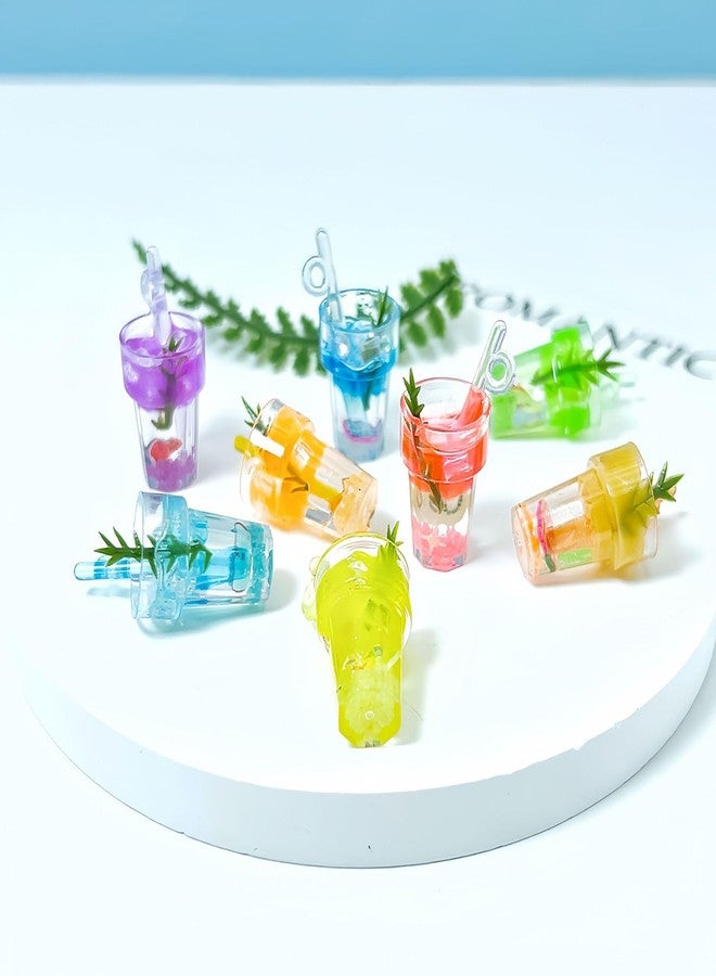 WinldMonmo 8 Pieces Miniature Dollhouse Drinks Set - Resin Glass Cup and Fruit Beverage Bottles, Simulated Drink Models for Summer Leisure-Themed Decor Decor, 1.05 x 0.39 Inch Mini Props for DIY Craft Display - Image 5
